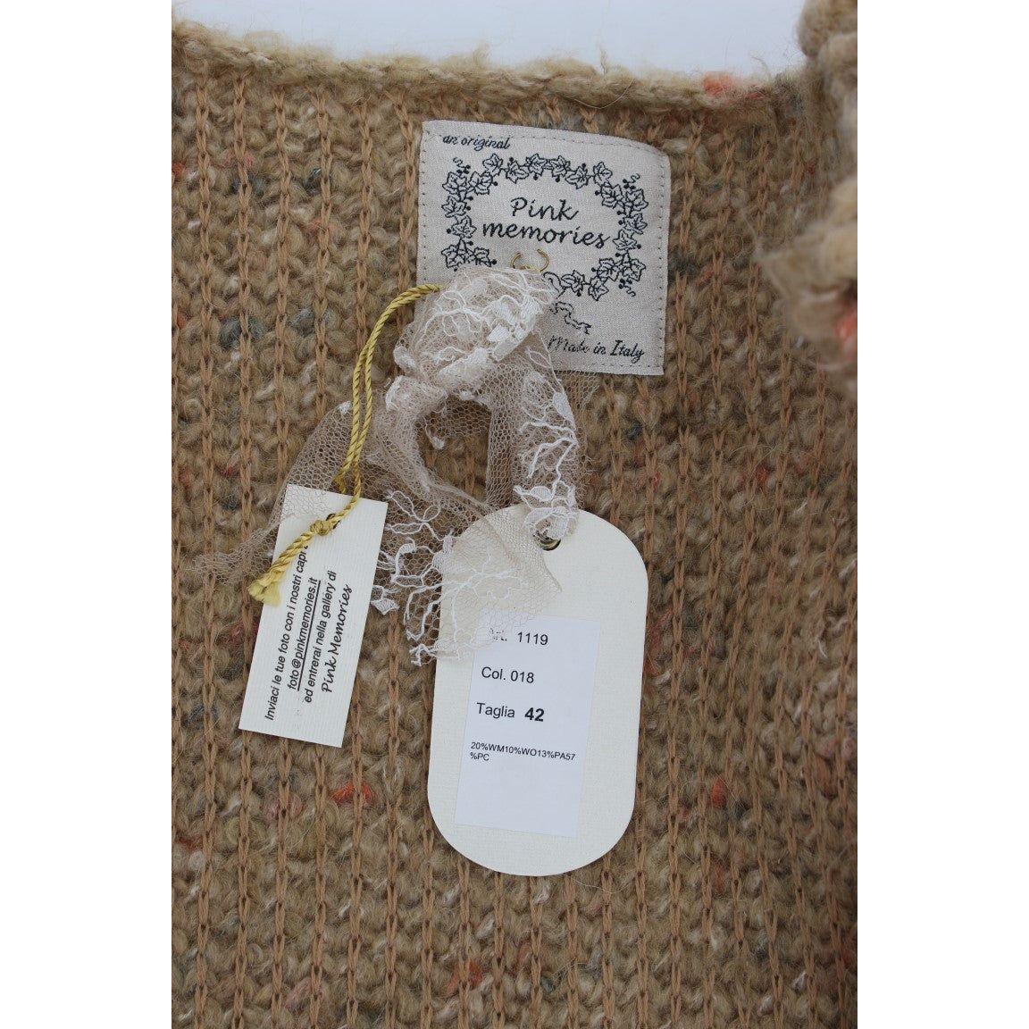 PINK MEMORIES Beige Wool Blend Cape Sweater