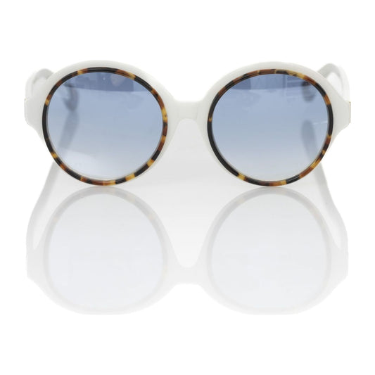 Frankie Morello Chic White Round Sunglasses with Blue Shaded Lens Frankie Morello