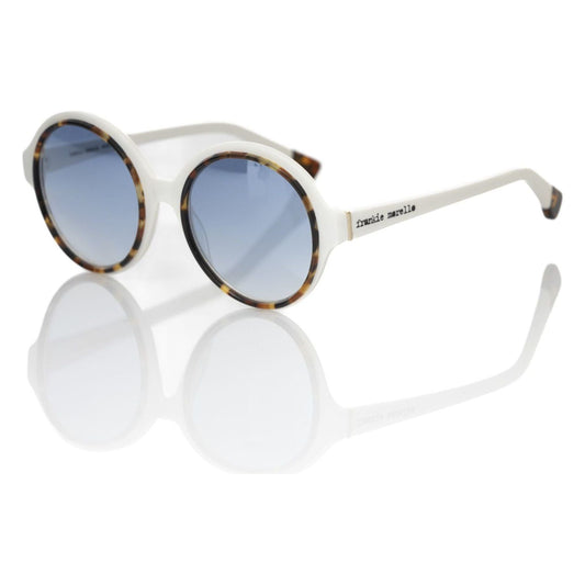 Frankie Morello Chic White Round Sunglasses with Blue Shaded Lens Frankie Morello