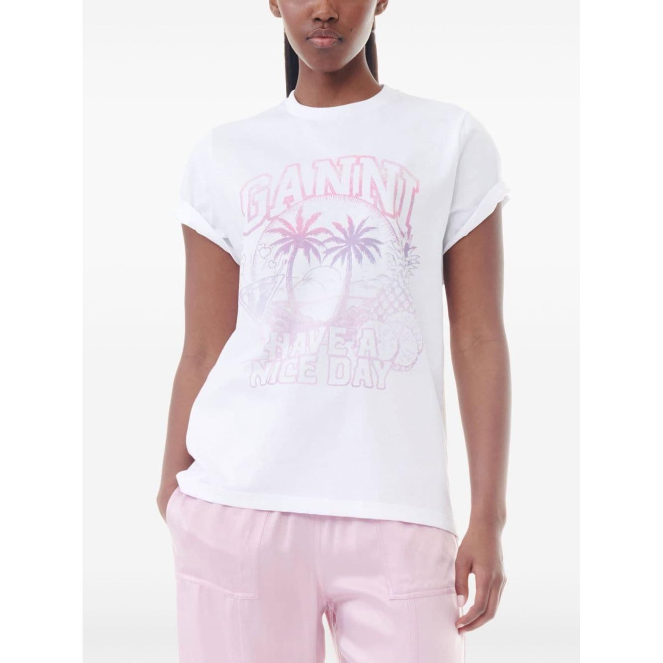 GANNI T-shirts and Polos White Topwear Ganni