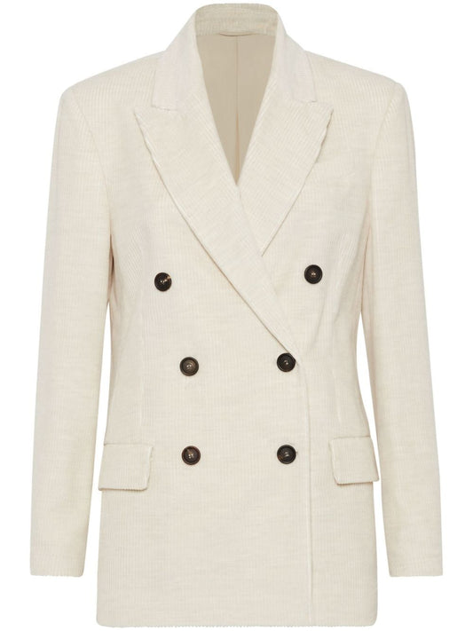 Brunello Cucinelli corduroy peak lapels double-breasted Jackets Ivory