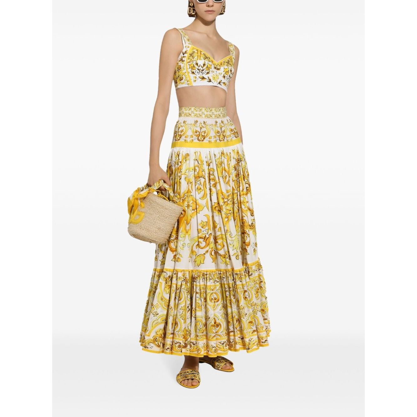 Dolce & Gabbana cotton poplin Skirts Yellow Skirts Dolce & Gabbana