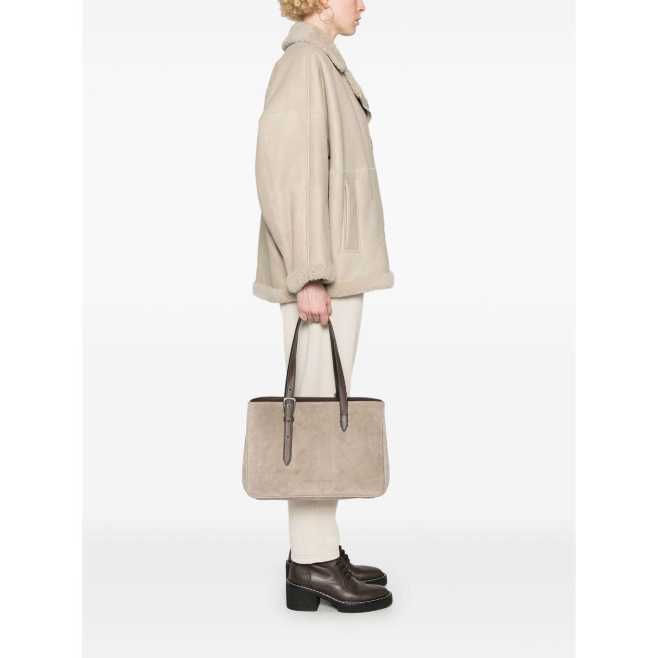 Brunello Cucinelli brown calf suede Tote Bag Handbag Brunello Cucinelli