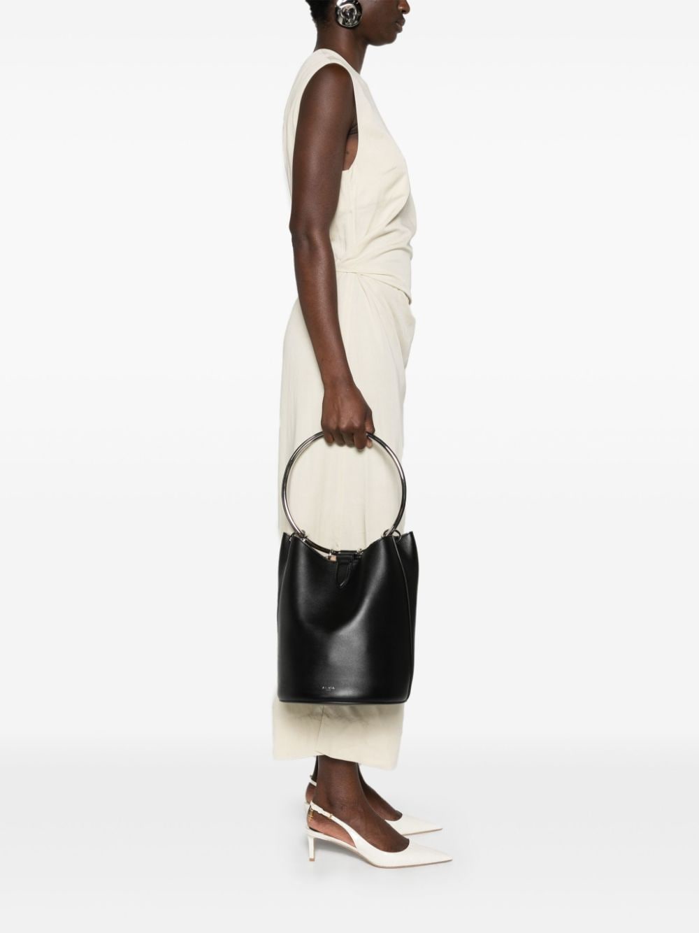 Alaia black calf leather smooth Bucket Bag Shoulder Alaia