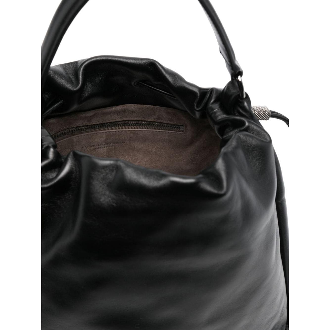 Brunello Cucinelli Mellow Bucket Leather Bag Black Shoulder Brunello Cucinelli