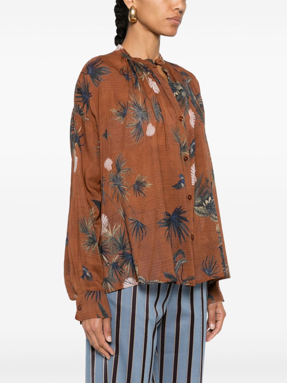 Forte Forte mix-print semi-sheer shirt Shirts Forte Forte