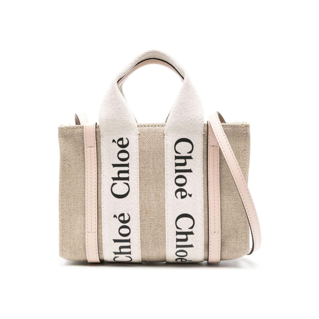 Chloè beige linen calf leather tim Crossbody Bag Shopper Chloè