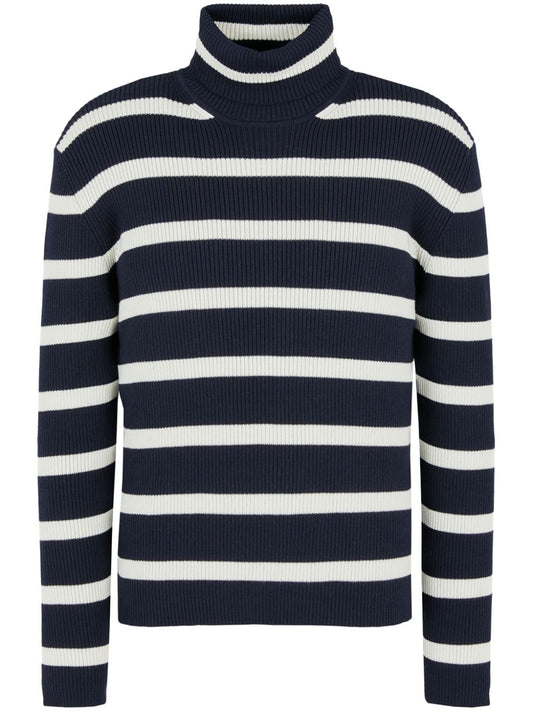 E 'CLAT cotton-virgin wool blend ribbed knit Men Sweaters Blue Topwear E 'Clat