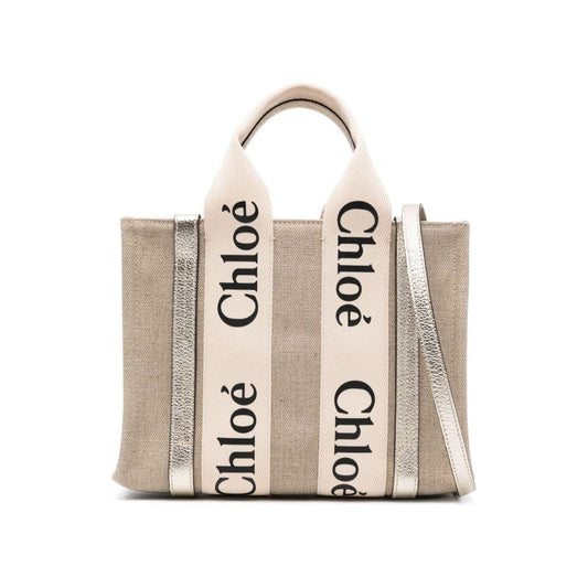 Chloè beige canvas leather trim Tote Bag Shopper Chloè