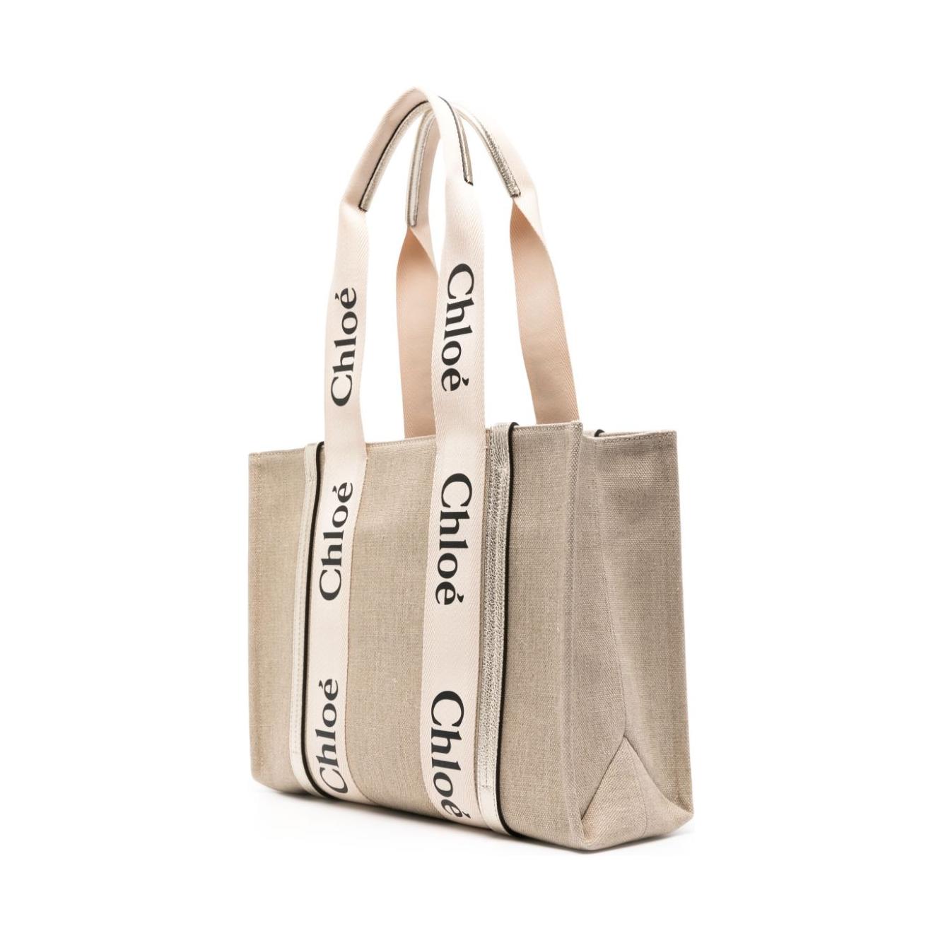 Chloè sesame beige linen flax Tote Bag Shopper Chloè