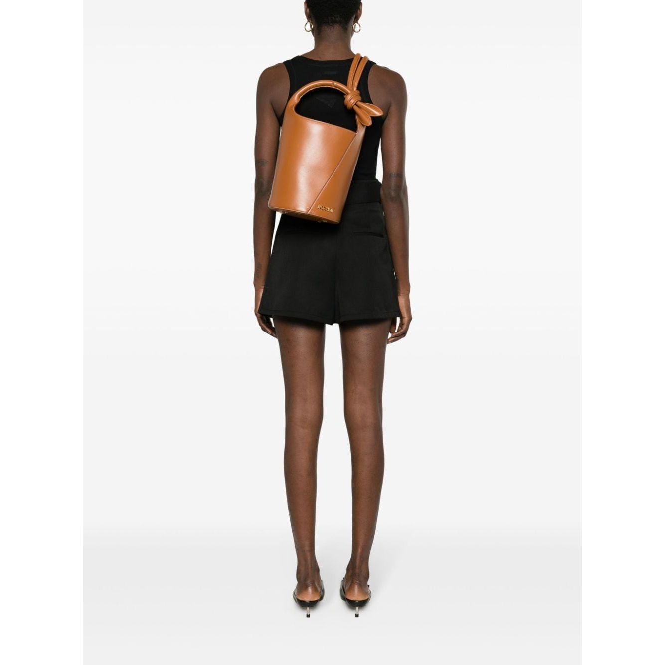 JACQUEMUS Le Petit Tourni Chic Bucket Leather Bag Brown Shoulder JACQUEMUS