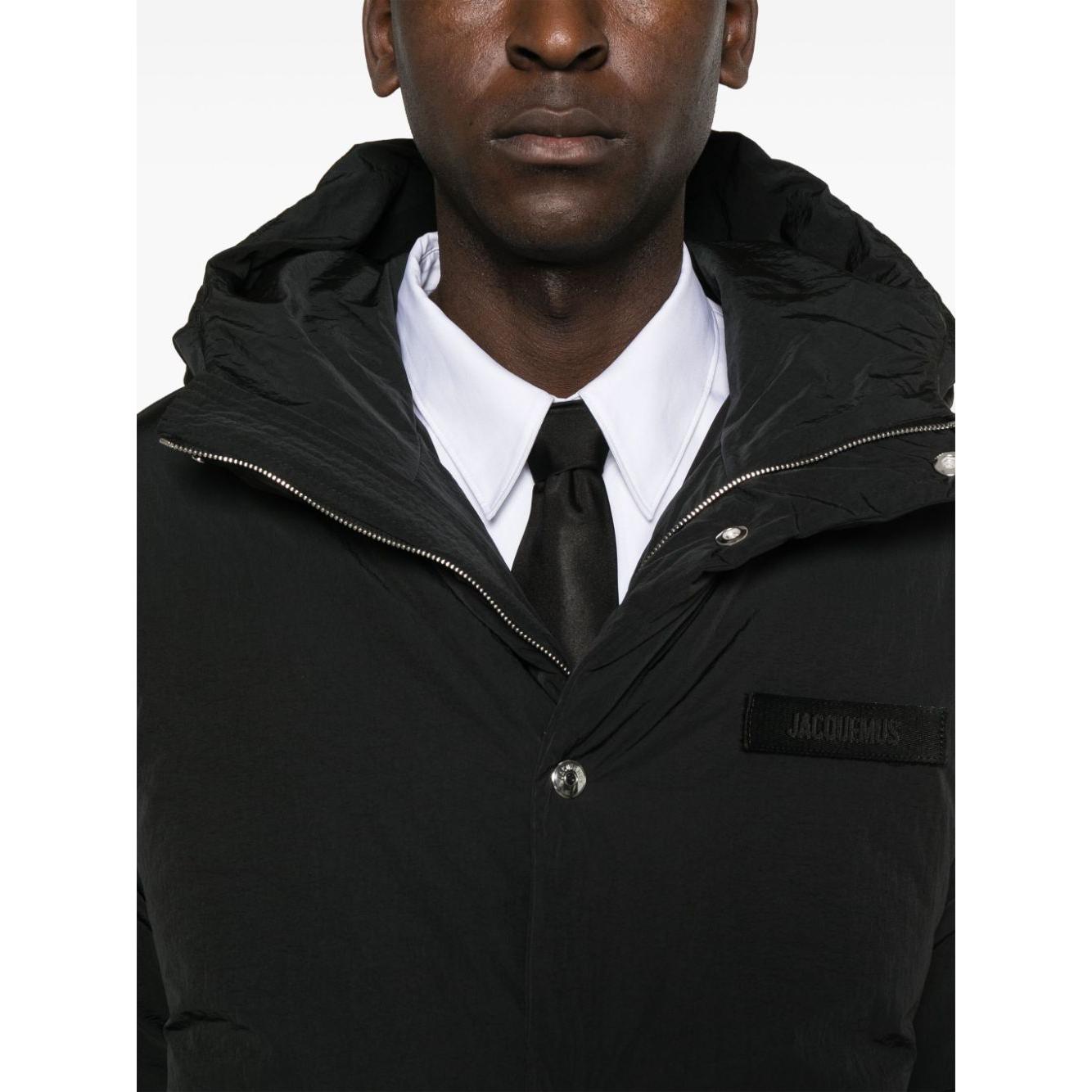 JACQUEMUS black shell padded design men Coats