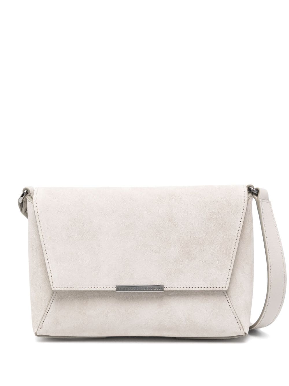 Brunello Cucinelli suede signature Monili chain Shoulder Bag Light Grey