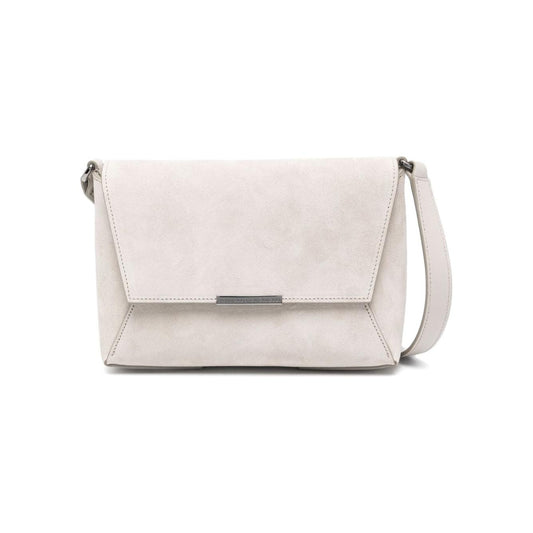 Brunello Cucinelli suede signature Monili chain Shoulder Bag Light Grey