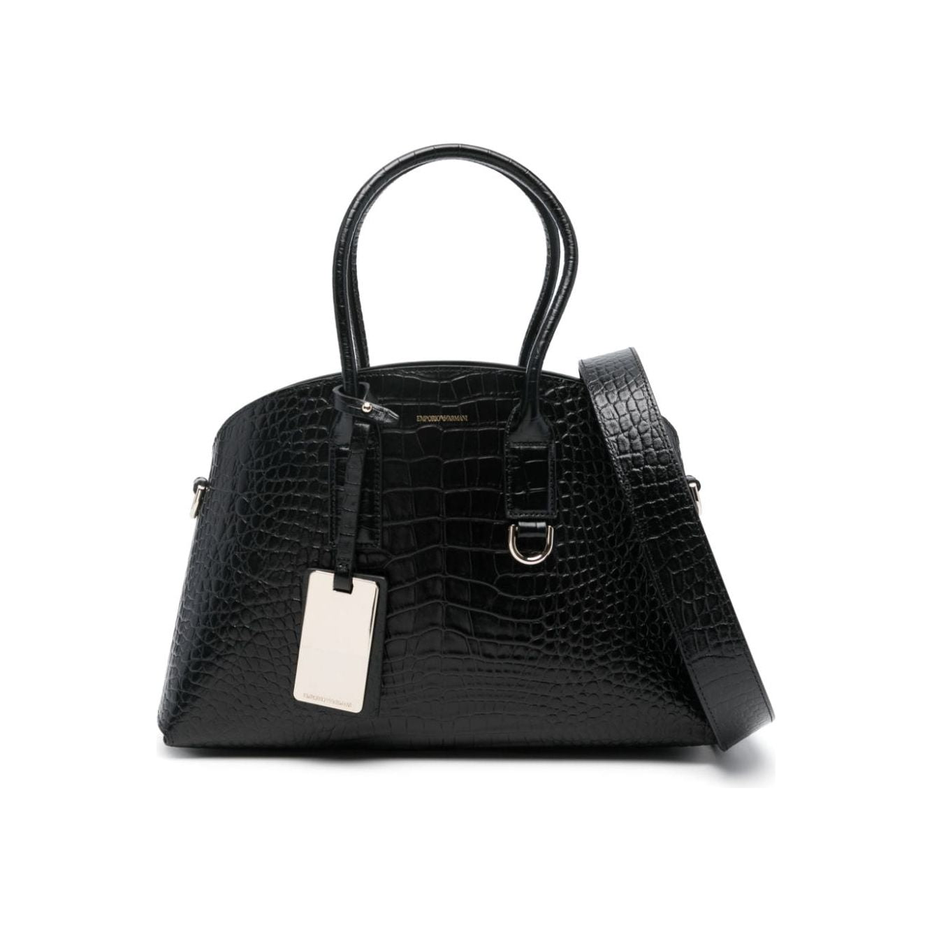 EMPORIO ARMANI CAPSULE faux leather embossed crocodile effect Handbag Black Shopper Emporio Armani