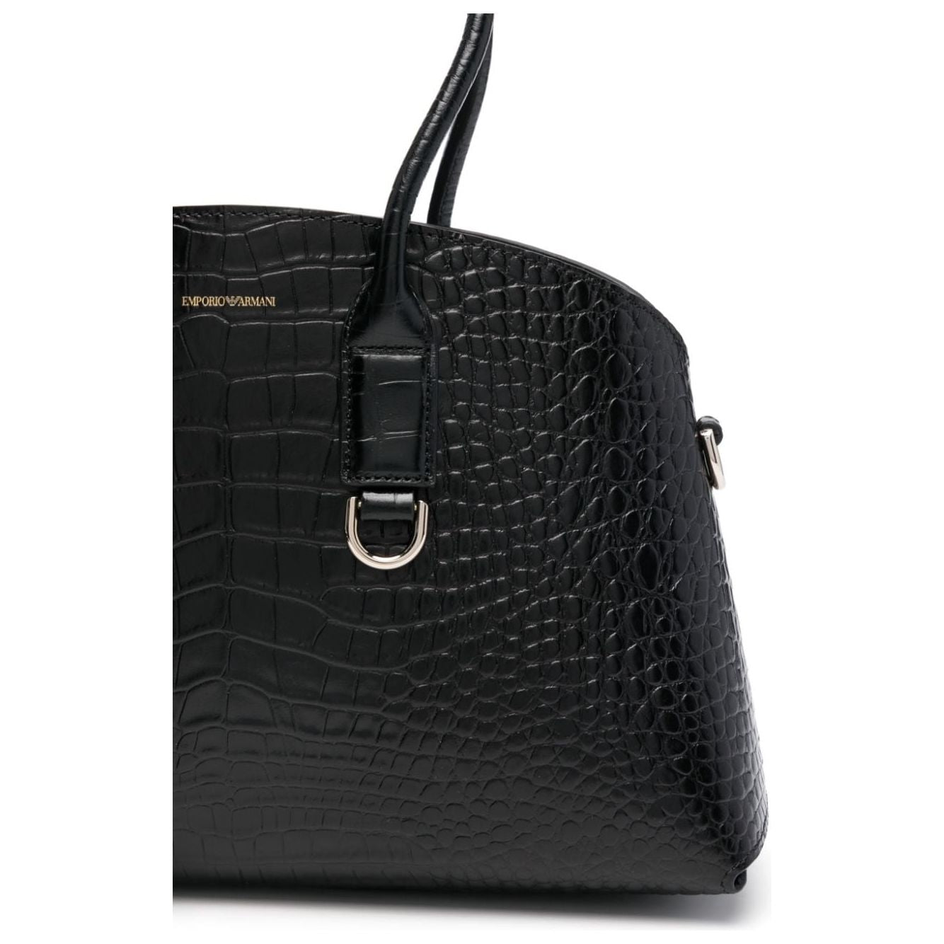 EMPORIO ARMANI CAPSULE faux leather embossed crocodile effect Handbag Black Shopper Emporio Armani