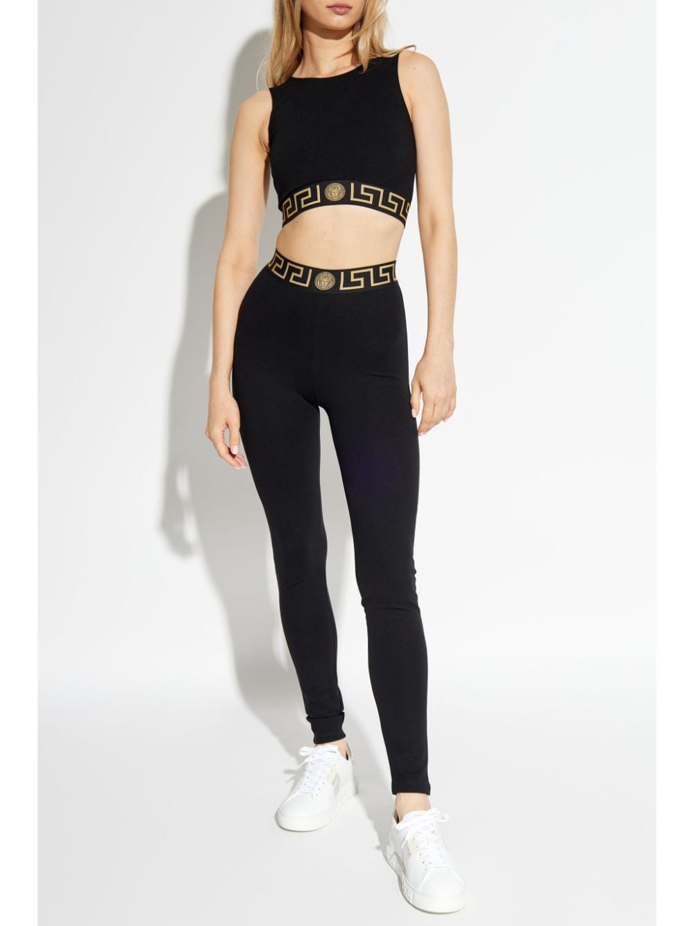 Versace High Waisted Greek Leggings Trousers Versace