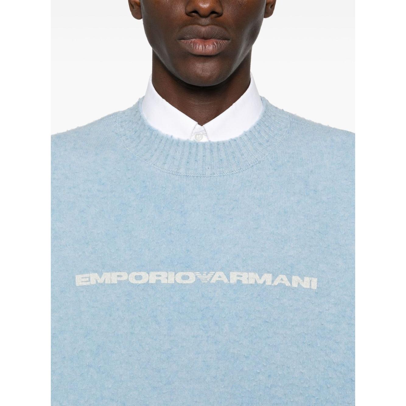 Emporio Armani  wool blend Men Sweaters Clear Blue Topwear Emporio Armani