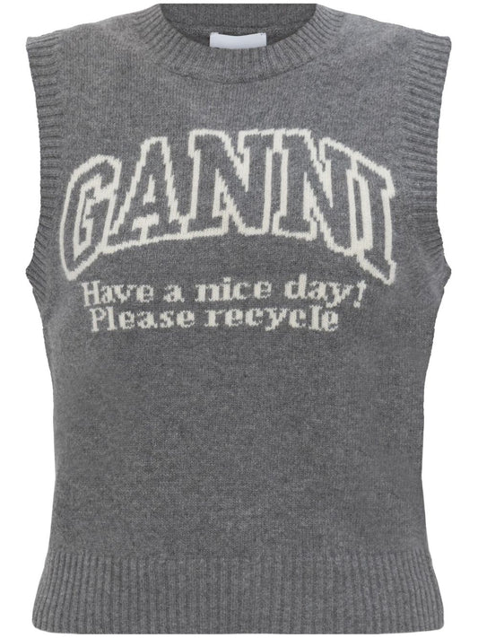 GANNI Sweaters Grey Topwear Ganni