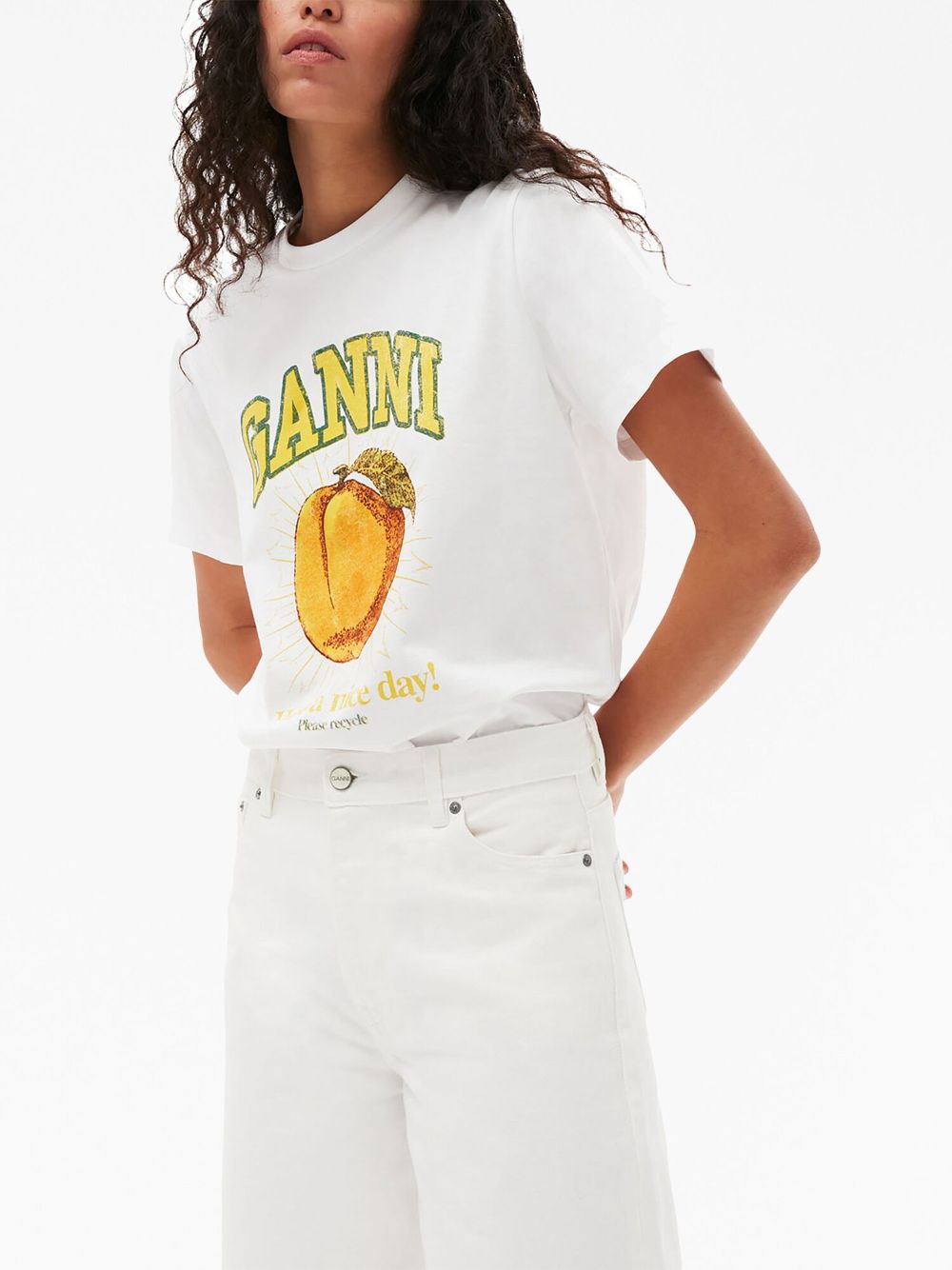 GANNI T-shirts and Polos White Topwear Ganni