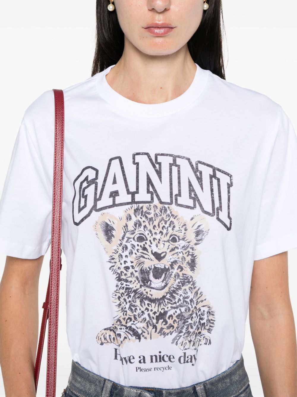 GANNI T-shirts and Polos White Topwear Ganni