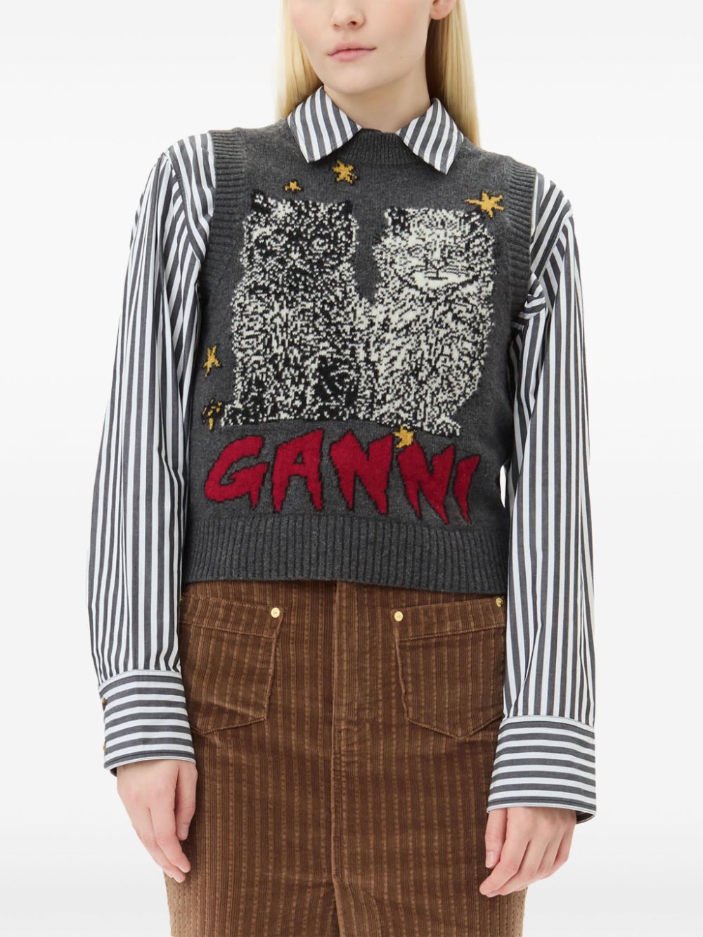 GANNI Sweaters Grey Topwear Ganni