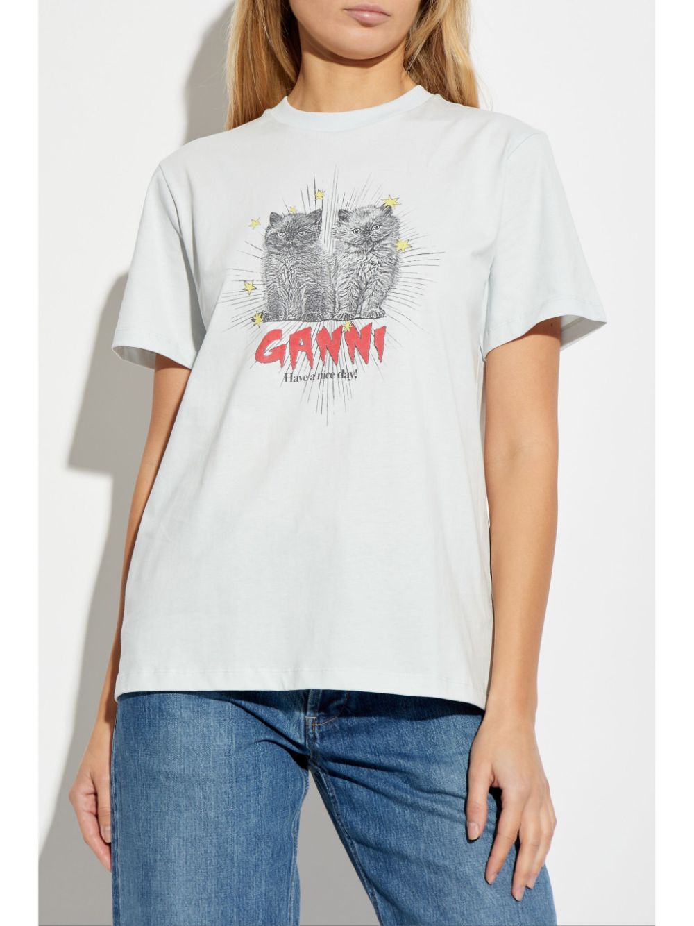 GANNI T-shirts and Polos Clear Blue Topwear Ganni