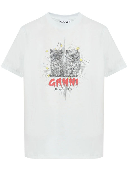 GANNI T-shirts and Polos Clear Blue Topwear Ganni