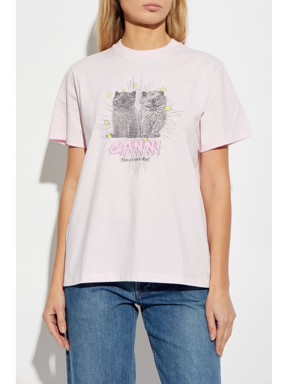 GANNI T-shirts and Polos Pink Topwear Ganni