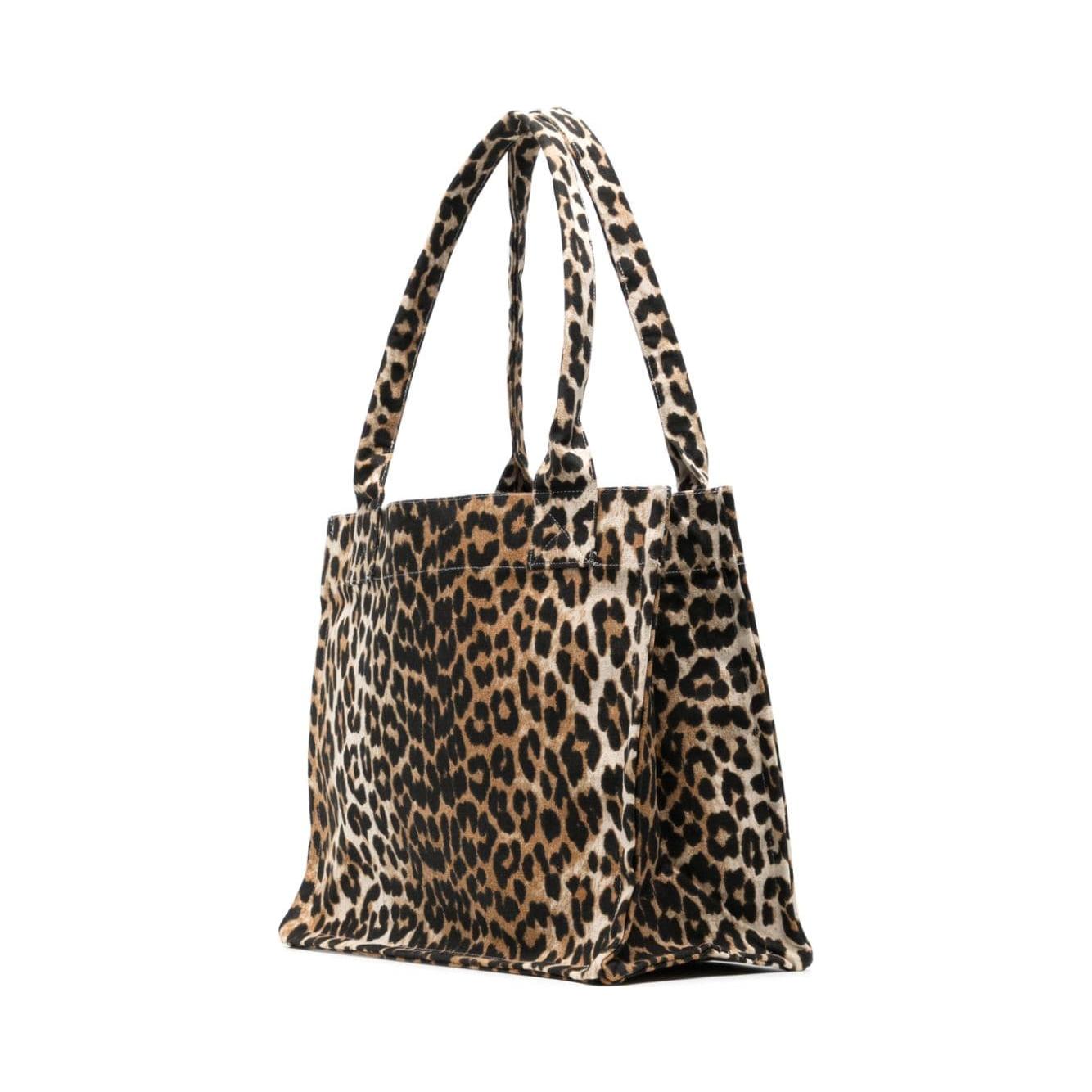 GANNI recycled cotton all-over leopard print tote Bag Shopper Ganni