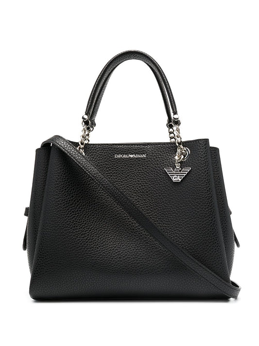 Emporio Armani pebbled-effect logo-plaque tote bag