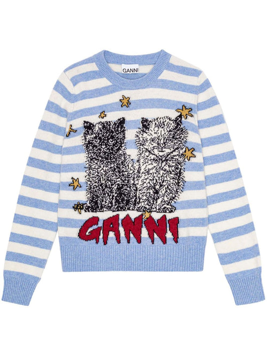 GANNI Sweaters Clear Blue Topwear Ganni