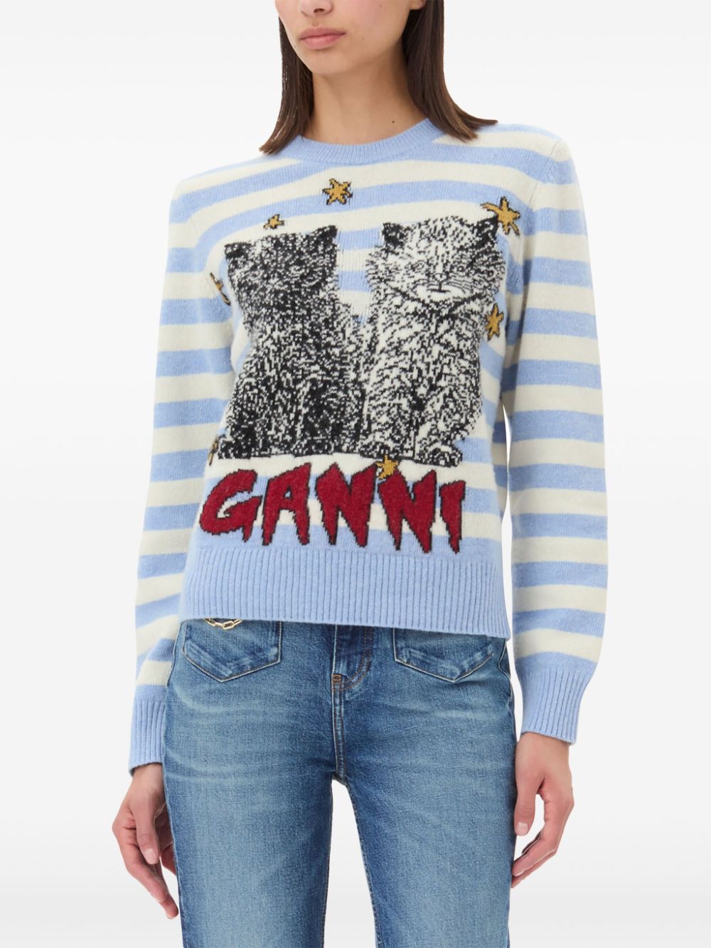 GANNI Sweaters Clear Blue Topwear Ganni