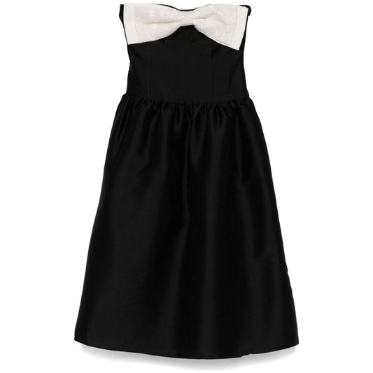 Self-Portrait Contrast Bow Midi Dress Dresses Self-Portrait