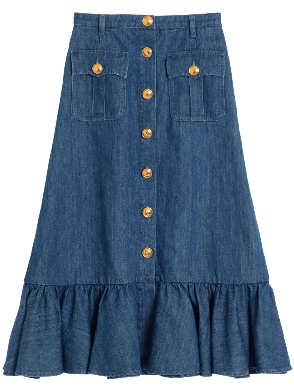 Valentino Denim Midi Skirt Skirts Valentino