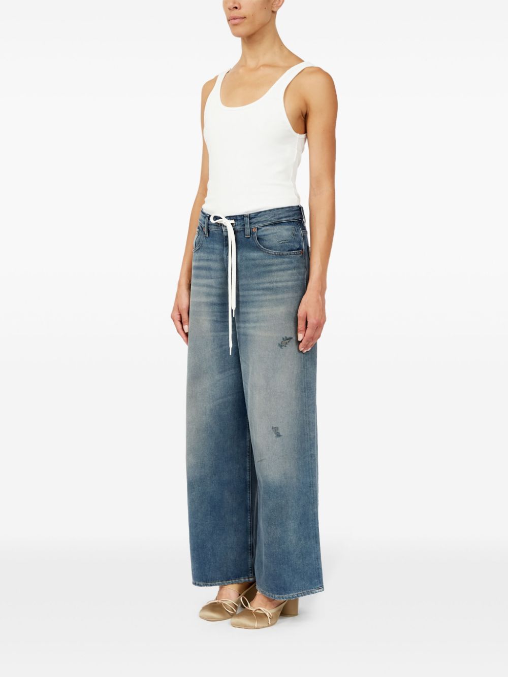 MM6 Maison Margiela Wide Leg Jeans With Drawstring Jeans MM6 Maison Margiela