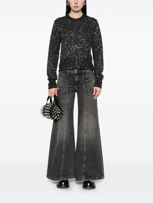 Golden Goose wool blend cropped sweater with all-over sequins