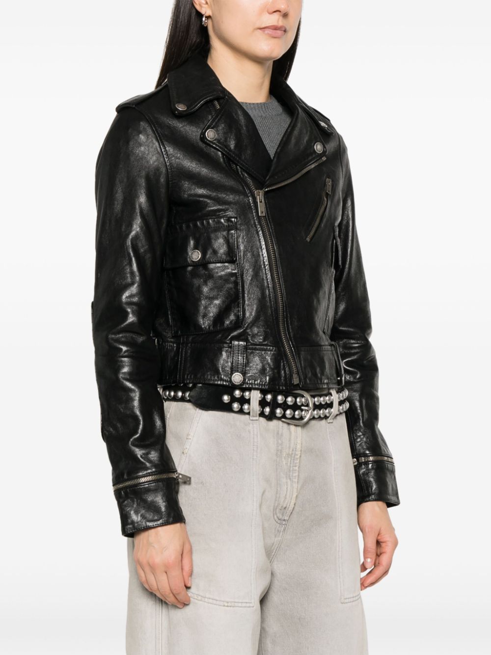 Golden Goose leather jacket with shiny effect Jackets Golden Goose