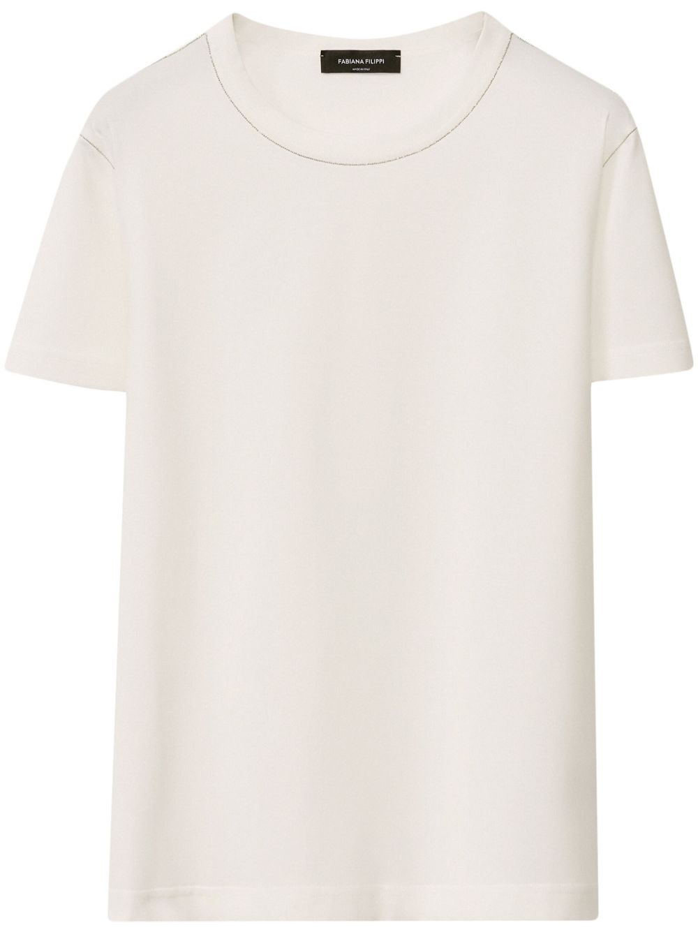 Fabiana Filippi short sleeve basic T-shirt with Diamond wire detail Topwear Fabiana Filippi