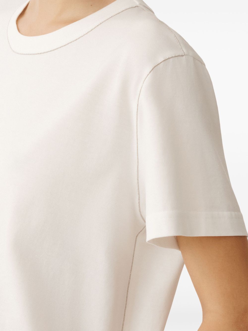 Fabiana Filippi short sleeve basic T-shirt with Diamond wire detail Topwear Fabiana Filippi