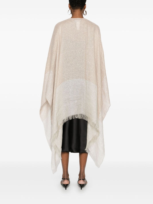 Fabiana Filippi linen blend poncho with fringe detailing