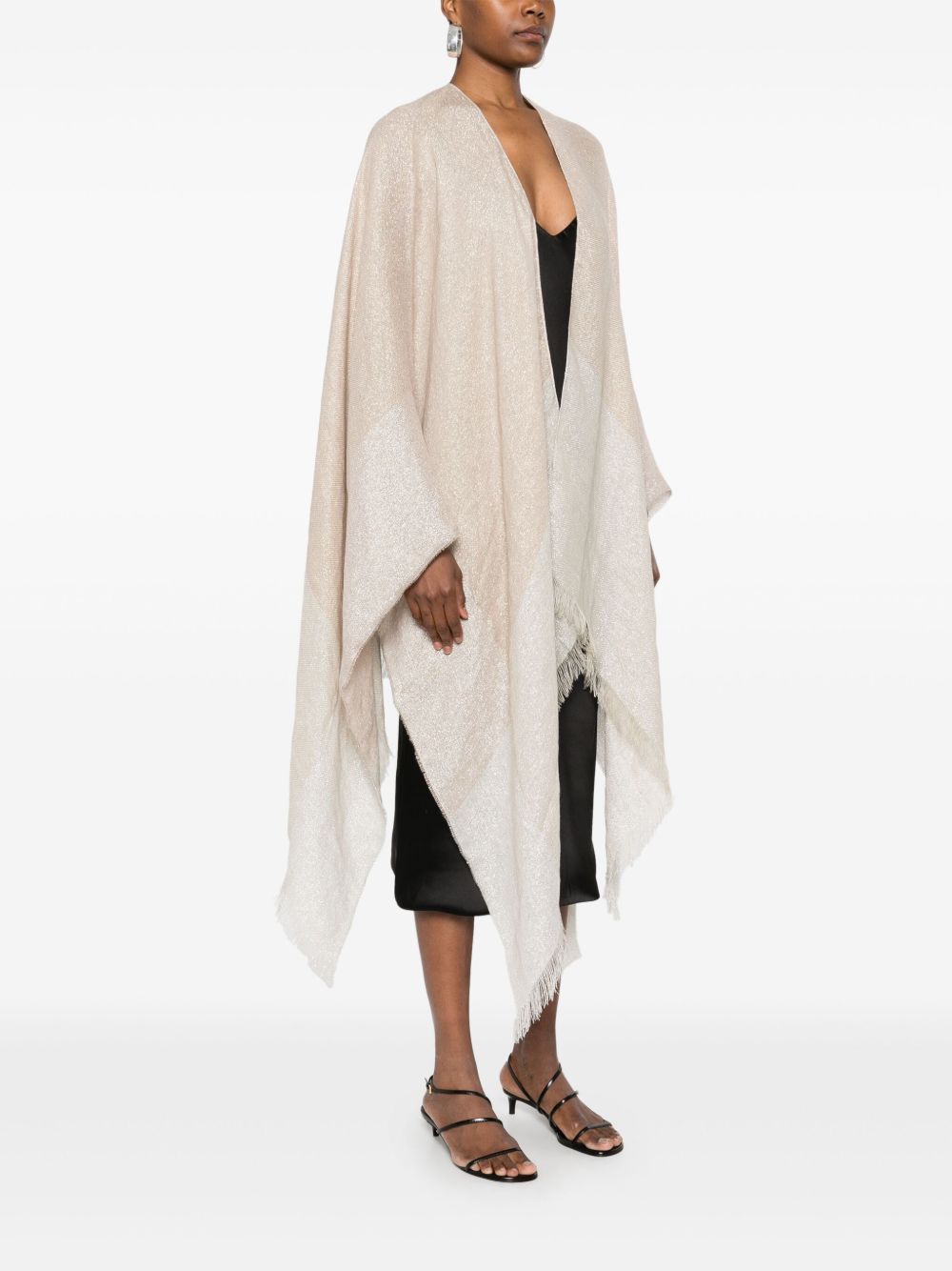 Fabiana Filippi linen blend poncho with fringe detailing Jackets Fabiana Filippi