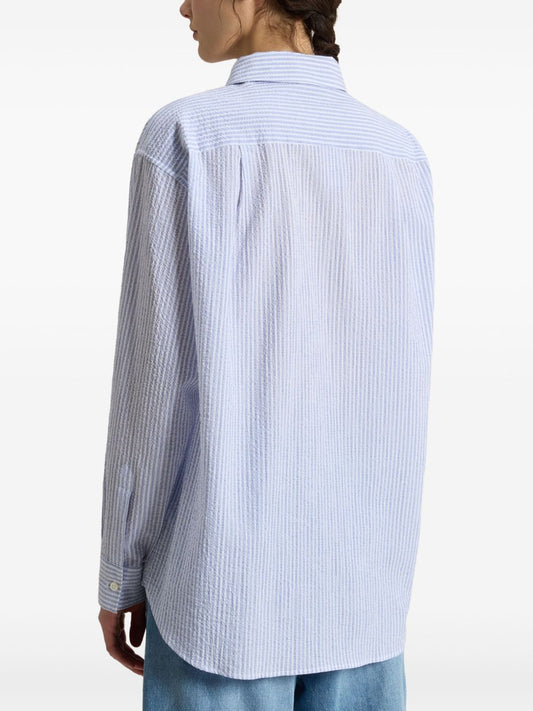 Woolrich Blue stripe cotton shirt Shirts Woolrich