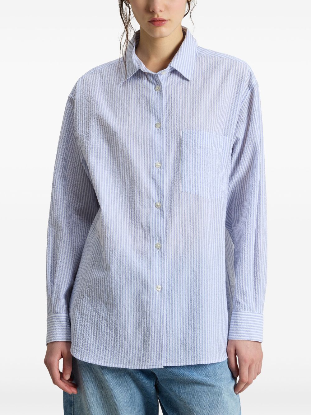 Woolrich Blue stripe cotton shirt Shirts Woolrich