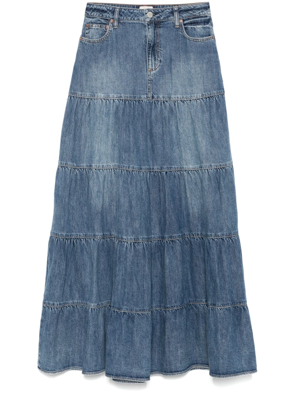 Alice + Olivia Mindy Denim Maxi Skirt - Blue Skirts Alice + Olivia