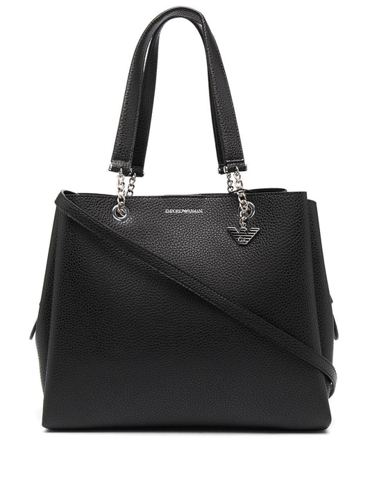 Emporio Armani pebbled-effect logo-plaque tote bag