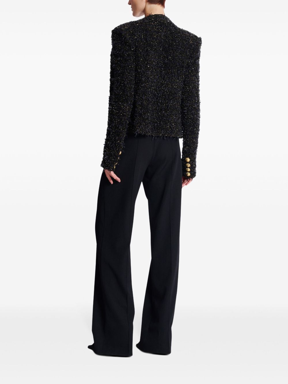 Balmain Embellished metallic bouclé-tweed jacket Jackets Balmain