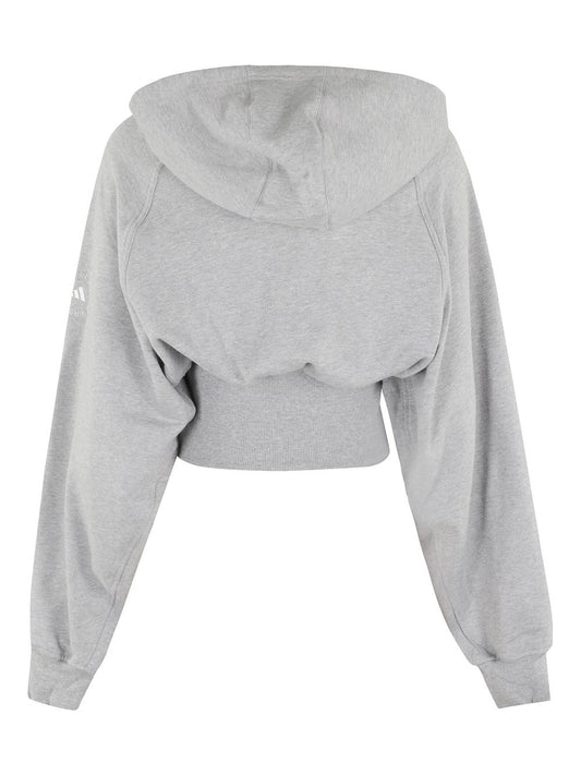 Adidas By Stella McCartney Organic Cotton Cropped Hoodie Topwear Adidas By Stella McCartney