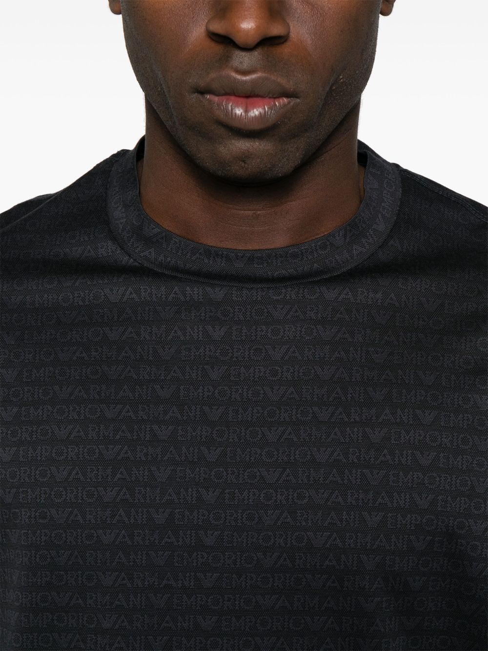 Emporio Armani jersey T-shirt with all-over flocked logo lettering