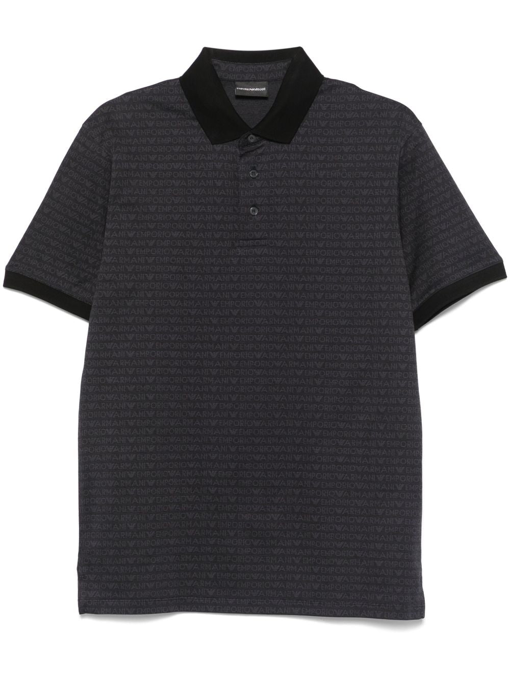 Emporio Armani jersey polo shirt with all-over jacquard lettering Topwear Emporio Armani